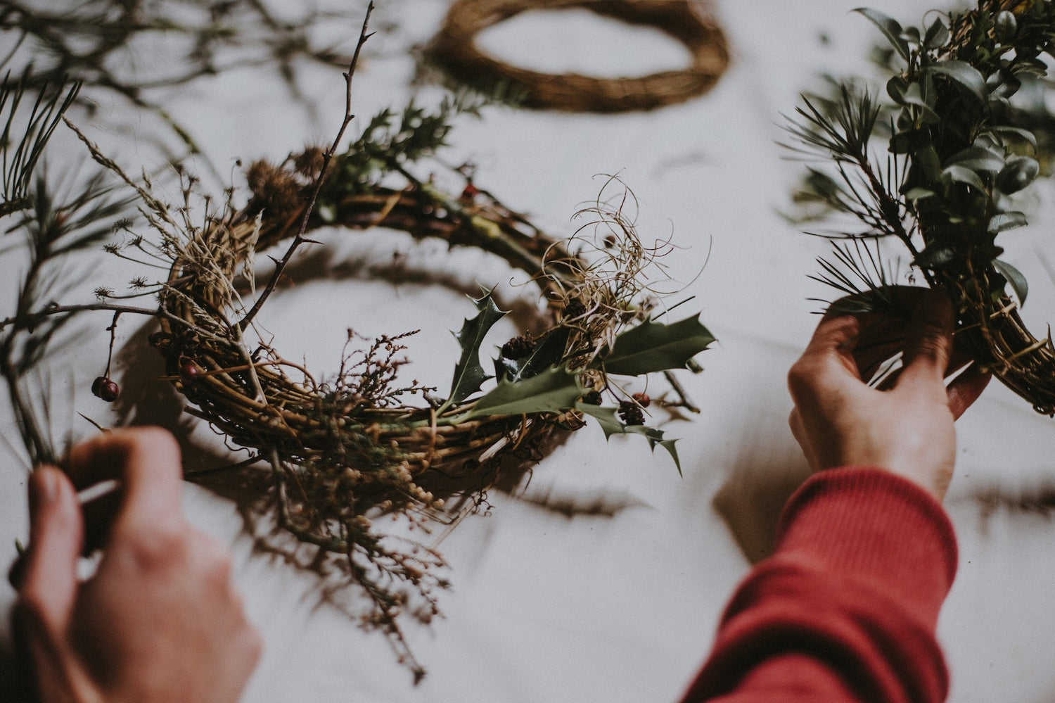 A handmade Christmas wreath